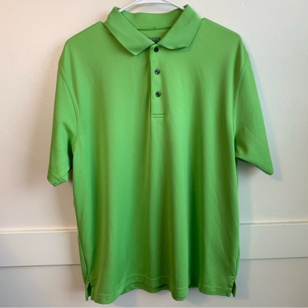 Ben Hogan Light Green Striped Golf Short Sleeve Shirt